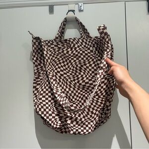 BAGGU Brown Checkered Tote Bag - Brown and White excellent condition
